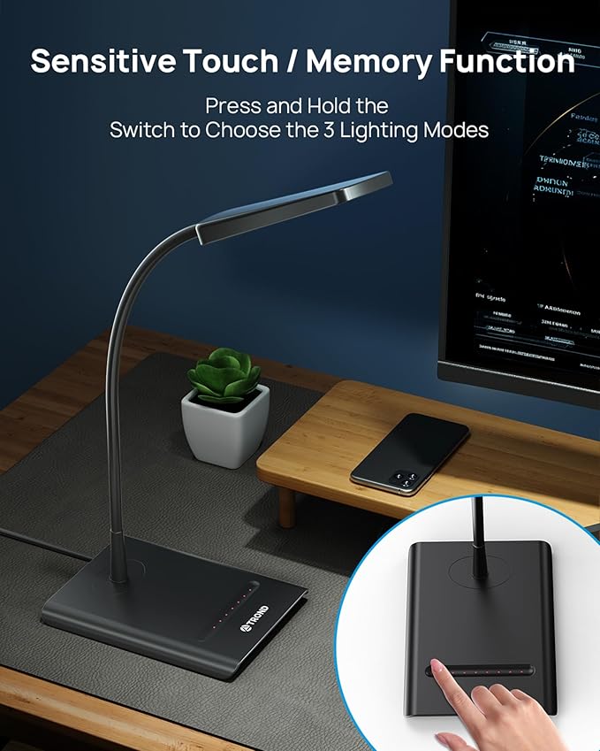 TROND Desk Lamp, Bright Dimmable Eye-Caring Table Lamp, 3 Color Modes 7 - Image 7