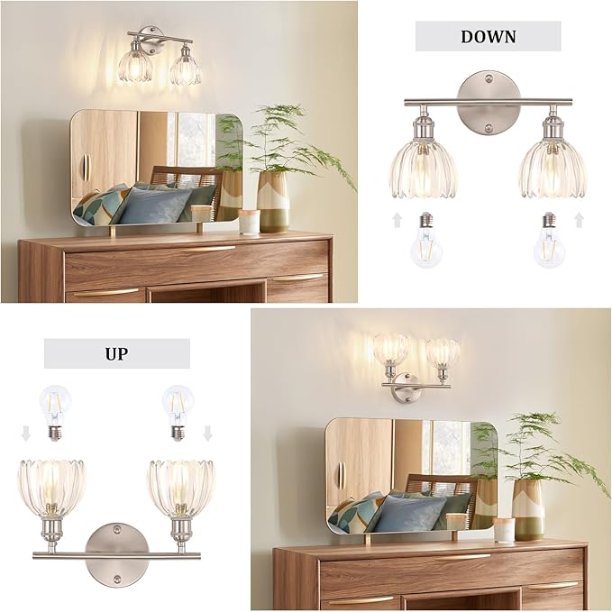 Shenmoyl Bathroom Light Fixtures, 2-Light Vanity Wall Light Over Mirror - Image 6