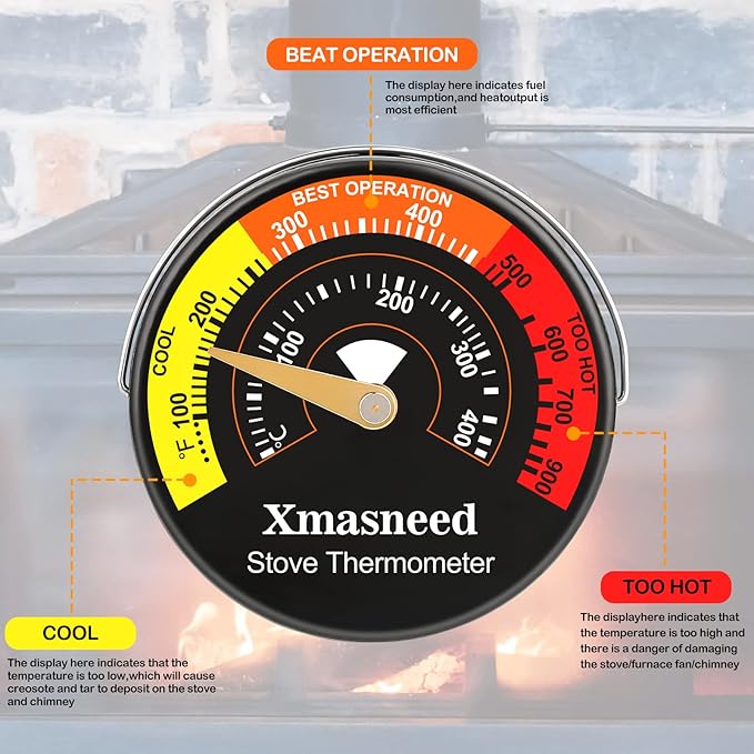 Xmasneed Wood Stove Thermometer Magnetic, Stove Top Thermometer - Image 3