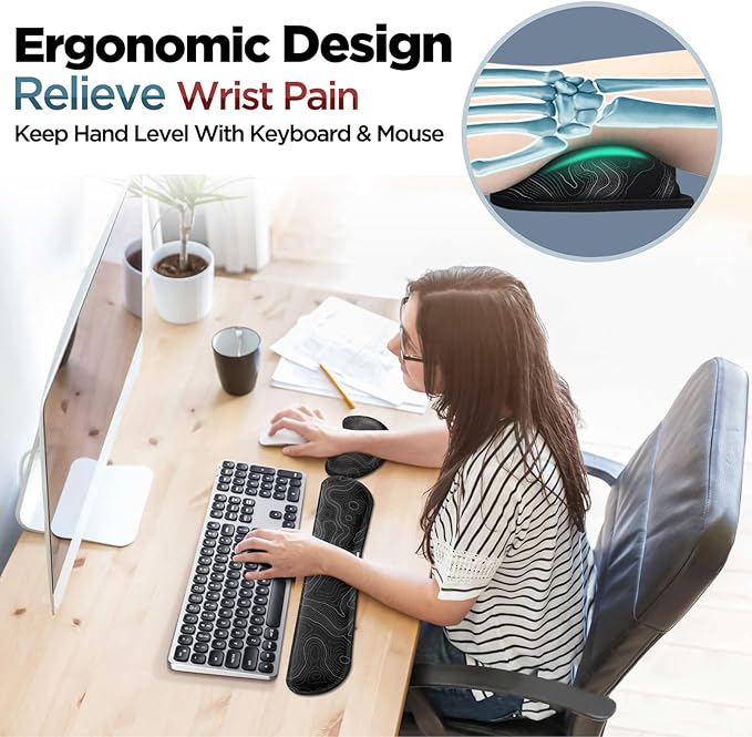 Gimars Enlarge Silky and Superfine Fabric Gel Memory Foam Keyboard Wrist Rest - Image 2