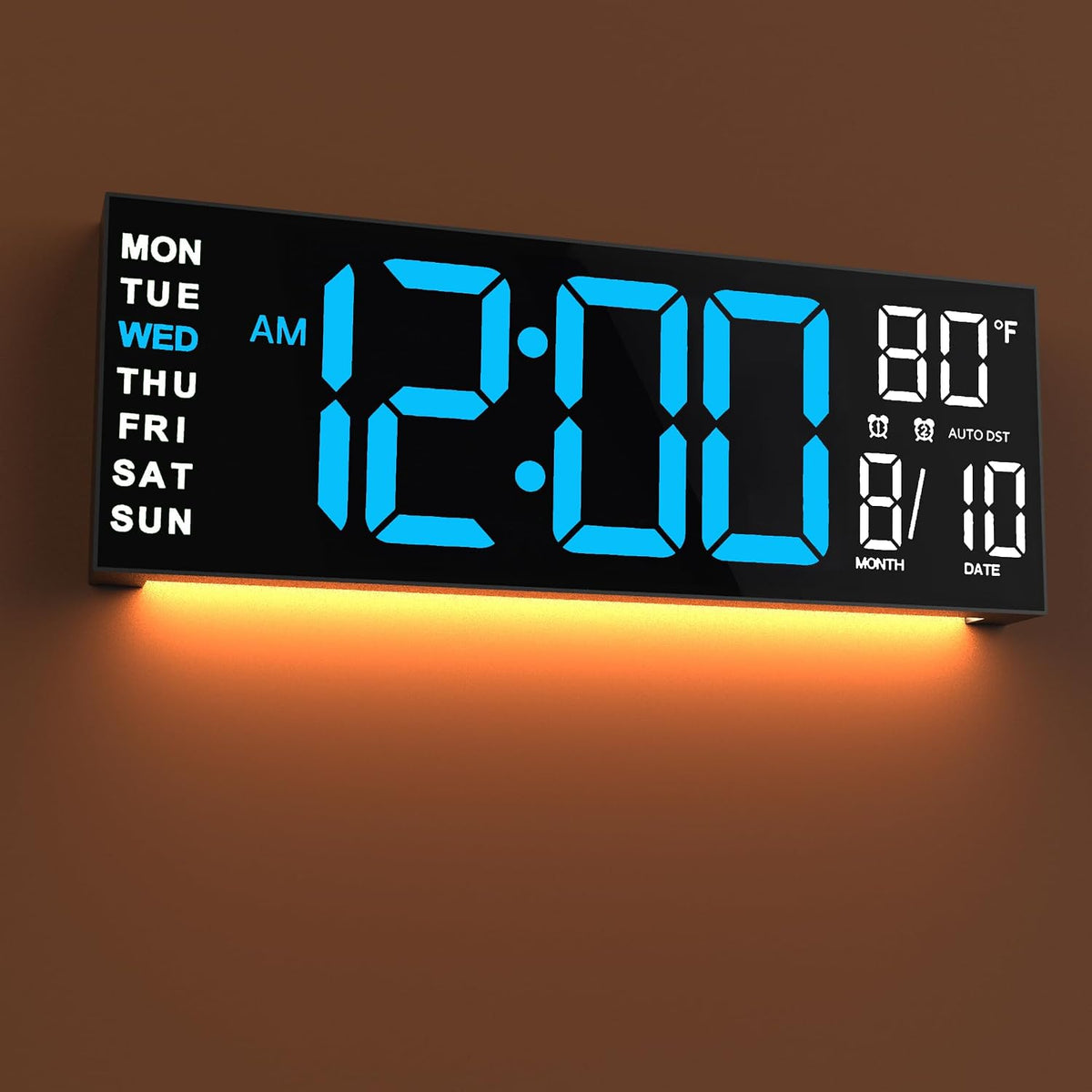 JALL 16" Large Digital Wall Mount Clock, Count Down Timer, Big LED, RGB Color
