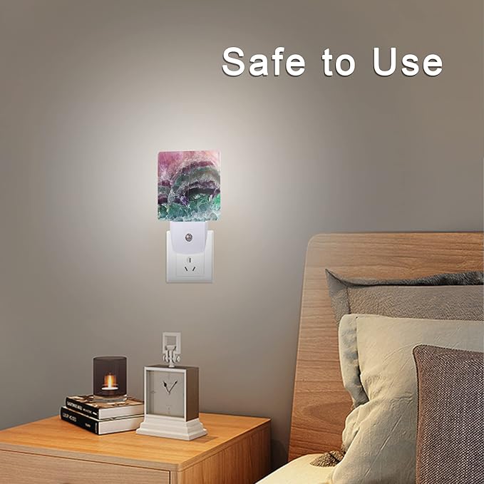 Smoaffly Color Pink Fluorite Crystal Stone Night Light Plug-in LED Nightlights - Image 6