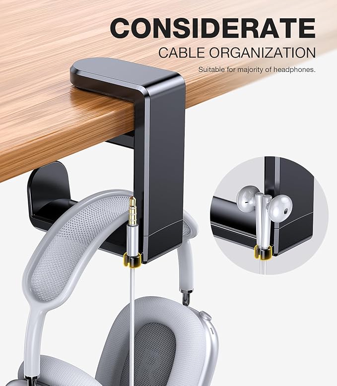 Coolpow Gaming Headphone Stand for Desk【360°Rotating】PC Headset Holder for Desk - Image 6