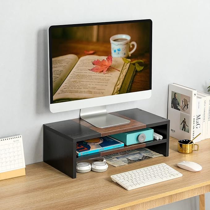 TEAMIX 2 Tiers Desktop Monitor Stand Riser 20 Inch Printer Stand - Image 2