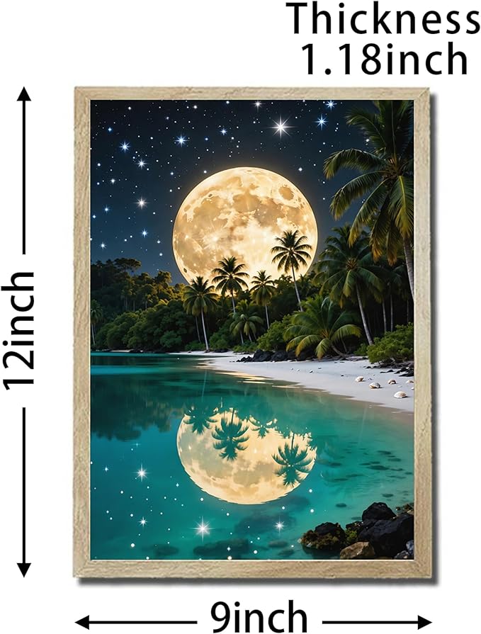URVIP LED Glowing Photo Frame, 3D Starry-Sky Blue Moon Wall Art, 9x12 Inches - Image 2