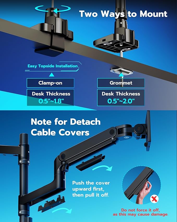 ARES WING Dual Monitor Stand for Ultrawide Heavy Duty Curved Monitor Stacking - Image 8
