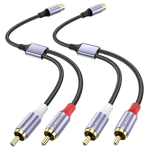 MOSWAG RCA Splitter 1 Female to 2 Male 2 Pack, RCA Y Splitter Audio Video Cable by MOSWAG
