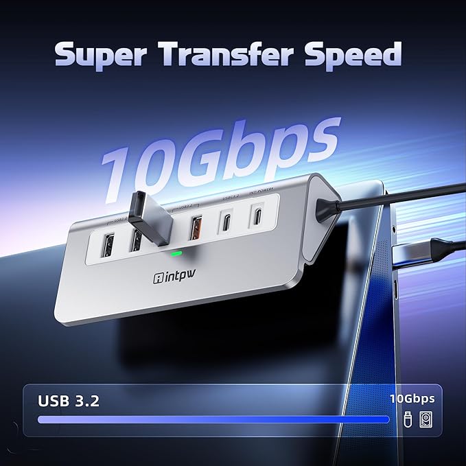 P9 PRO USB C Hub 10Gbps, intpw 9-in-1 USB 3.2 Hub - Image 4