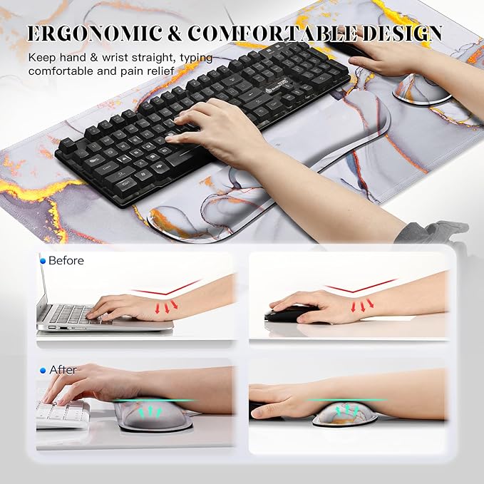 Gimars 4 in 1 Mouse Pad and Keyboard Wrist Rest Set, Large Mouse Pad - Image 4