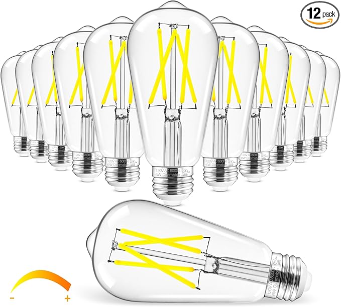 Hizashi Vintage LED Edison Bulb Dimmable, 6W Equivalent 60W, 5000k Daylight by HIZASHI