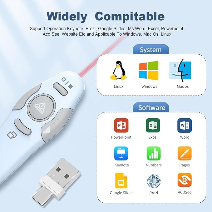 QUI Presentation Clicker Wireless Presenter Remote Clicker - Image 6