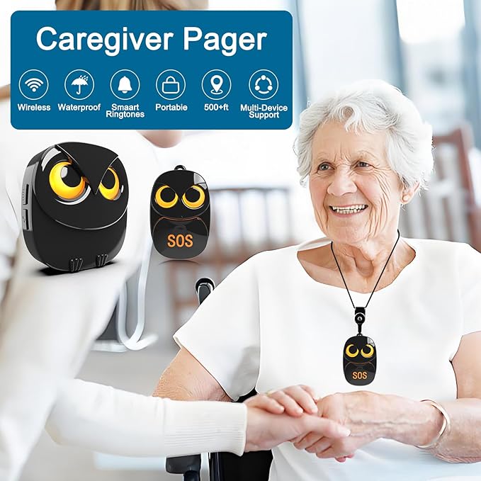 HTZSAFE Caregiver Pager Wireless Call Button 500+ Feet, SOS Alert Nurse Calling - Image 2