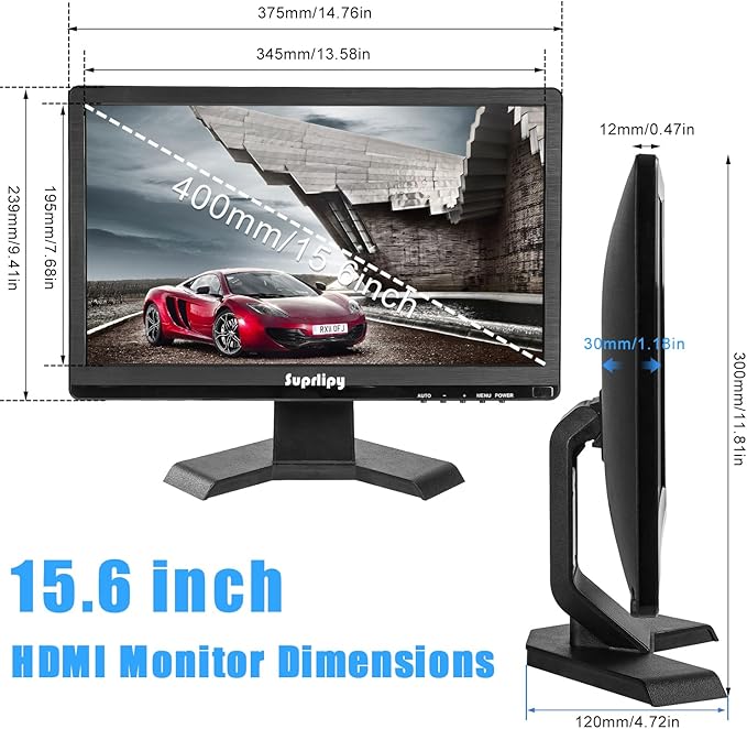 Suprlipy 15.6 inch FHD Small IPS Monitor LCD Display Screen 1920x1080 60Hz 16:9 - Image 4