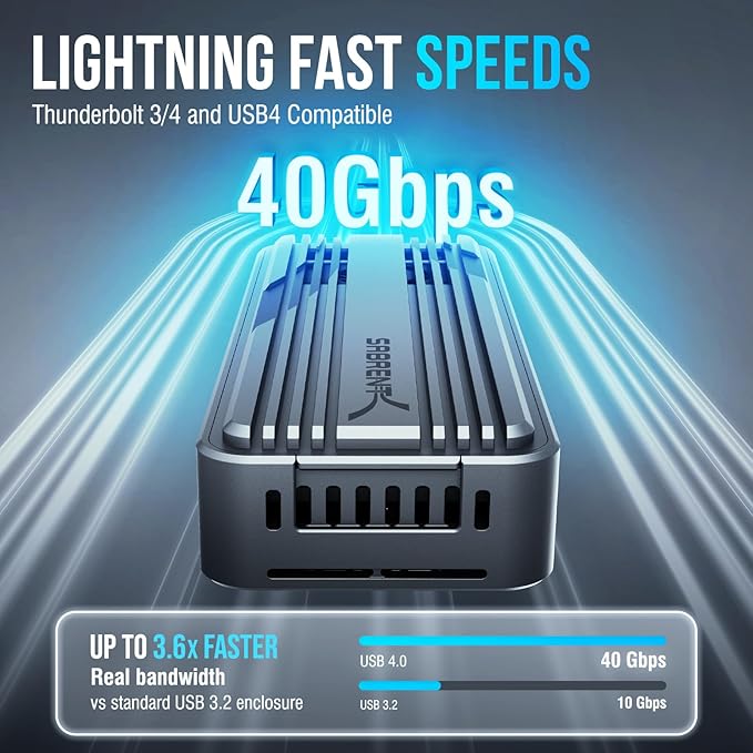 SABRENT USB4 NVMe SSD Enclosure – Tool-Free USB 4.0 M.2 PCIe 4.0 x4 External - Image 2