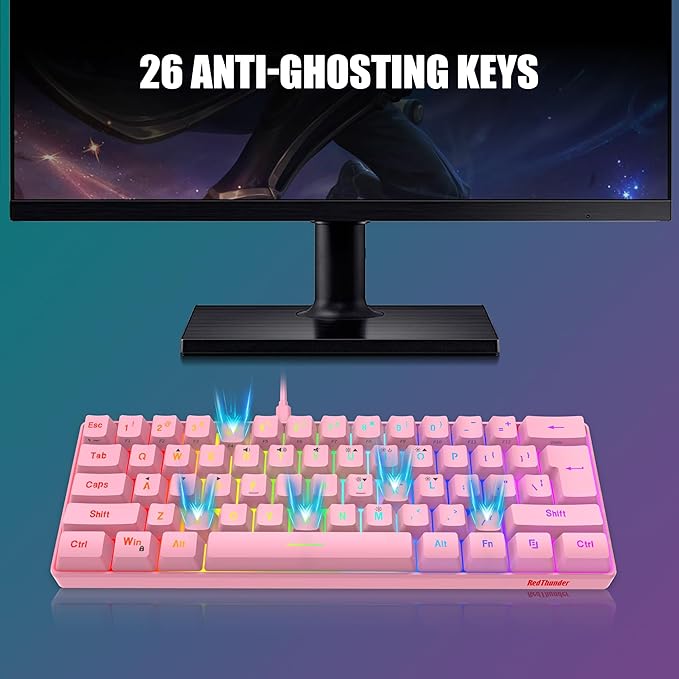 RedThunder 60% Gaming Keyboard and Mouse Combo, Ultra-Compact 61 Keys RGB - Image 4