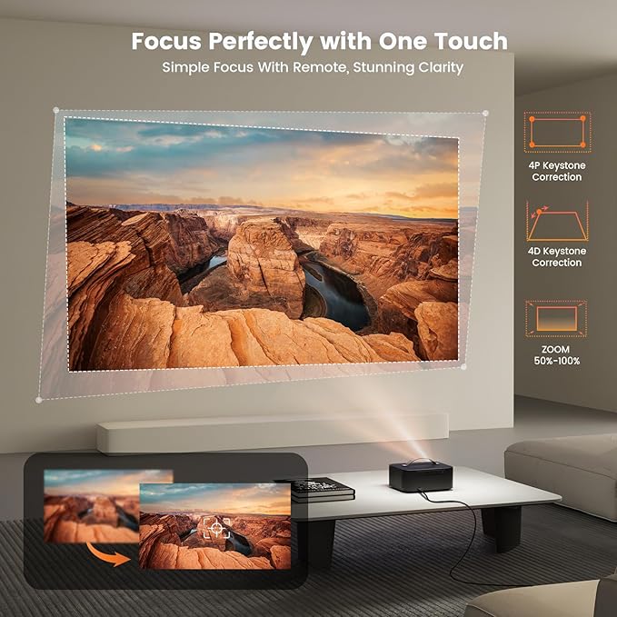 Outdoor-Projector-4K with Wifi6 and Bluetooth, Smart TV OS & DoIby, Portable - Image 6