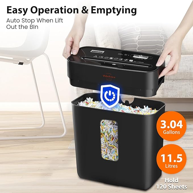 VidaTeco Paper Shredder for Home Use 6-Sheet Cross-Cut Shredder, Also Shred - Image 4