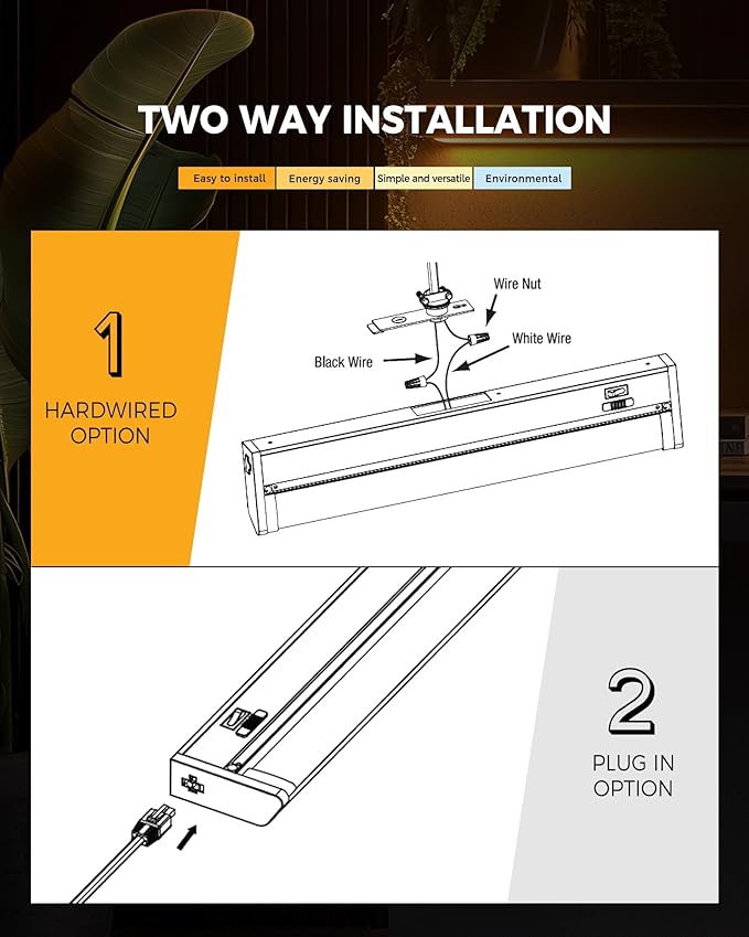 Plug in Under Cabinet Lights Hardwired, 45° Rotatable Design, Linkable Up to 15 - Image 6
