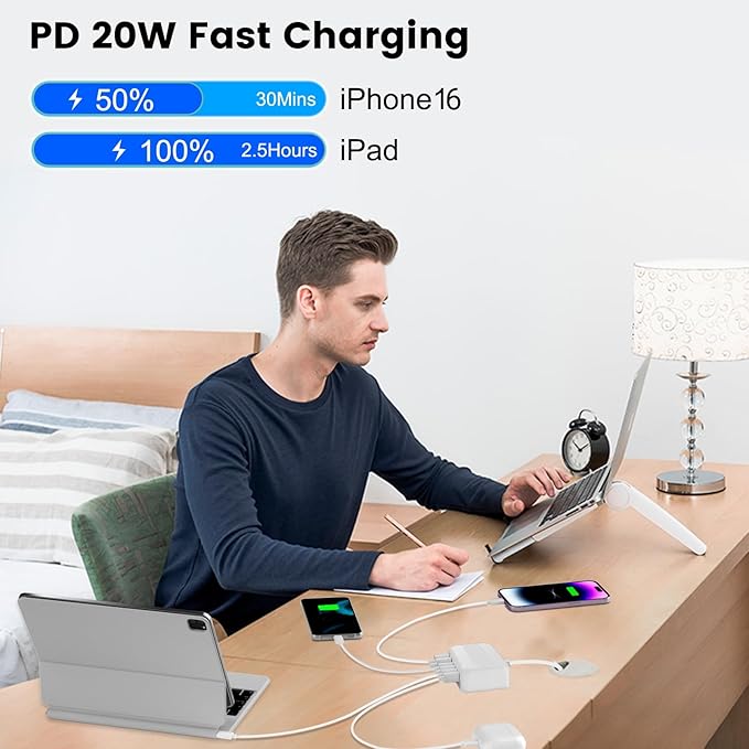 USB C Charger Block, 120W 6 Port USB Charging Station, Portable PD Fast Wall - Image 6