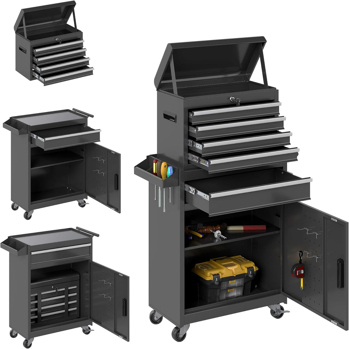 tool chest, 5 drawers rolling tool cabinet, removable, main product view