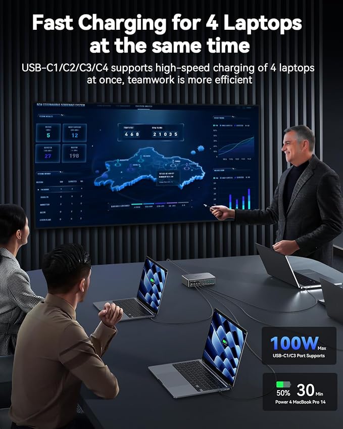 480W USB C Charger Block, Rocoren 10-Ports USB C Charging Station - Image 3