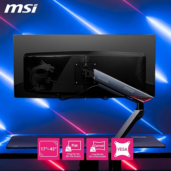 MSI MPG MT161R - Premium RGB Single Monitor Stand Arm, Supports 17-45" Screens - Image 3