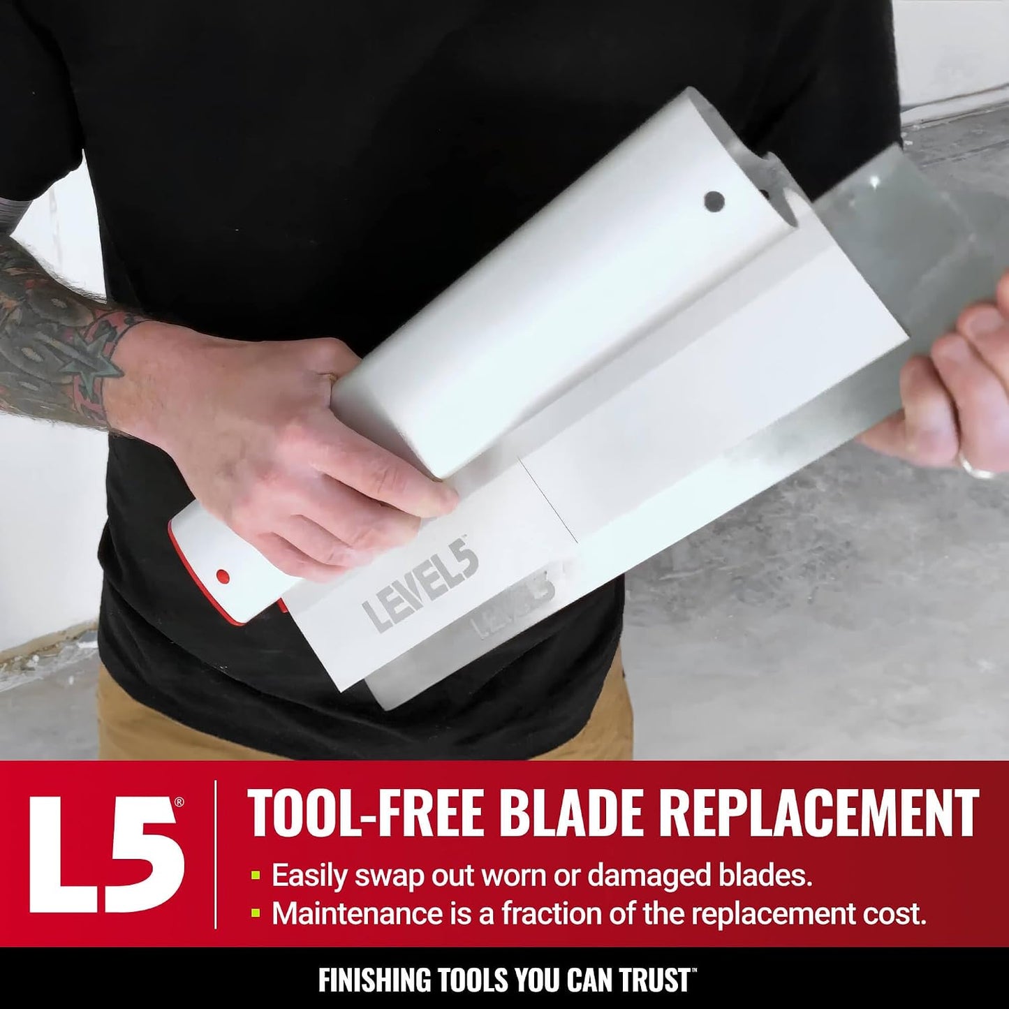 LEVEL5 Drywall Skimming Blade Set | 10, 16 & 24 Inch Skimming Blades | Ergonomic Aluminum Body | Replaceable 0.3mm German Stainless Steel Blade | For Smoothing Walls and Ceilings | 5-443