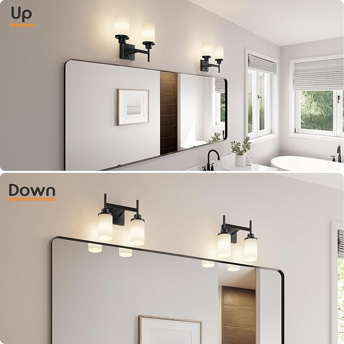 AONEON Wall Light Fixtures Matte Black Bathroom Vanity Lights Over Mirror - Image 3