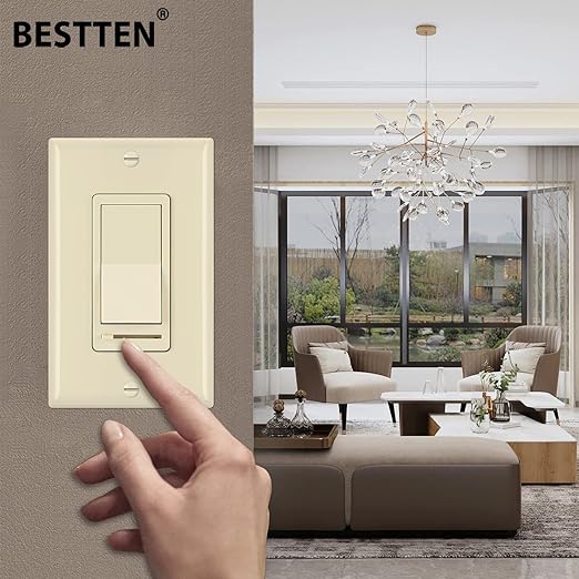BESTTEN 2 Pack Almond Dimmer Wall Light Switch, Compatible - Image 2