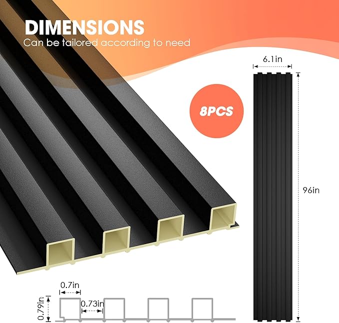 OUZUGIE WPC Acoustic Slat Wall Paneling, Living Room, TV Background, Study Room - Image 3