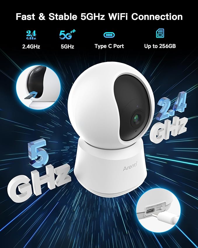ARENTI 5G Indoor Security Camera 2 Pack, 4MP Pet Camera - Image 3