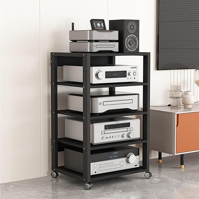Dernoing 5 Tier Audio Rack Tower, CD Record Player Stereo Receiver AV Equipment by Dernoing