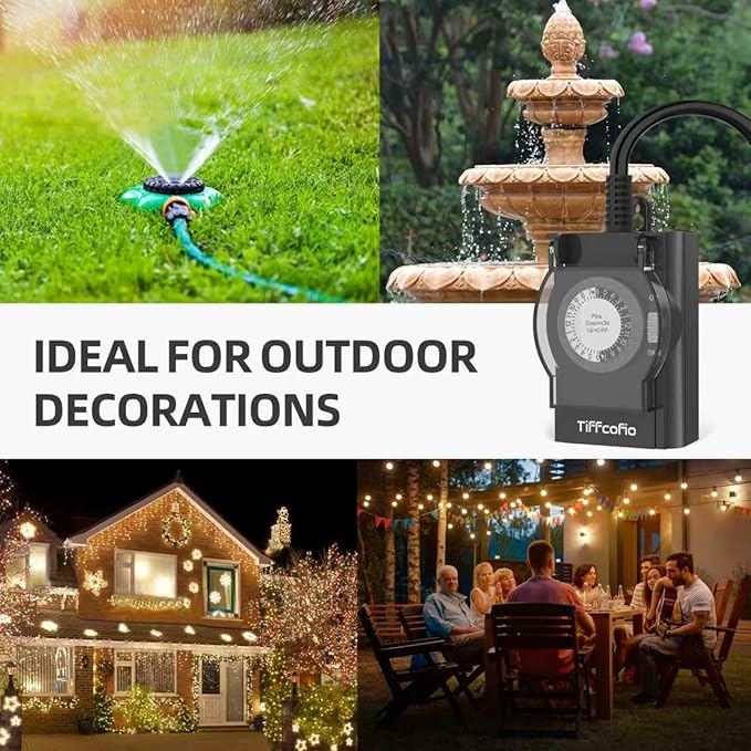 Outdoor Timer Outlet Waterproof, 24 Hour Mechanical Light Timer Outdoor - Image 7