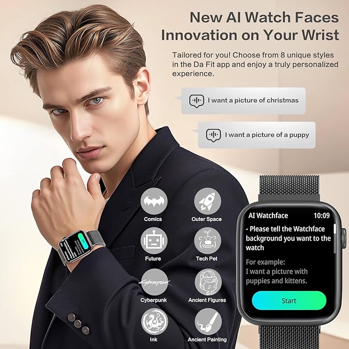 Smart Watches for Men Blood Pressure, DA GPT AI Waterproof Smartwatch, 1.9" - Image 3