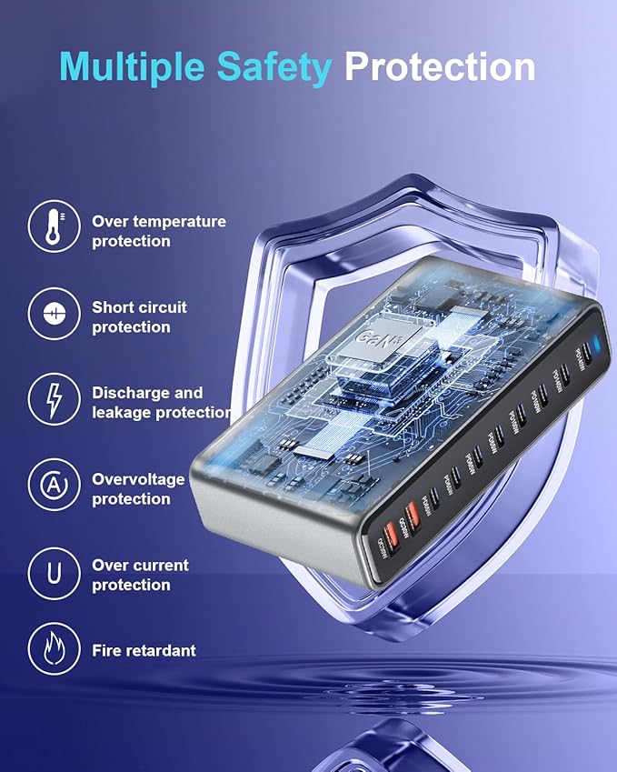 800W USB C Fast Charger Block, 10 Port USB Charging Station, GaN Ⅲ Pro Dual - Image 6