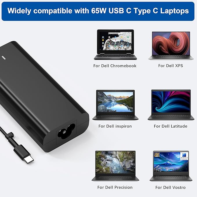 QIOUZW 2025 New Slim 65W 60W USB C Laptop Charger Compatible - Image 3