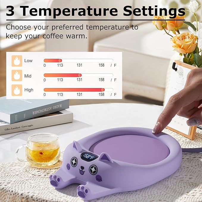 PUSEE Coffee Mug Warmer with Auto Shut Off, 3 Temp Control, Candle Warmer Plate - Image 2
