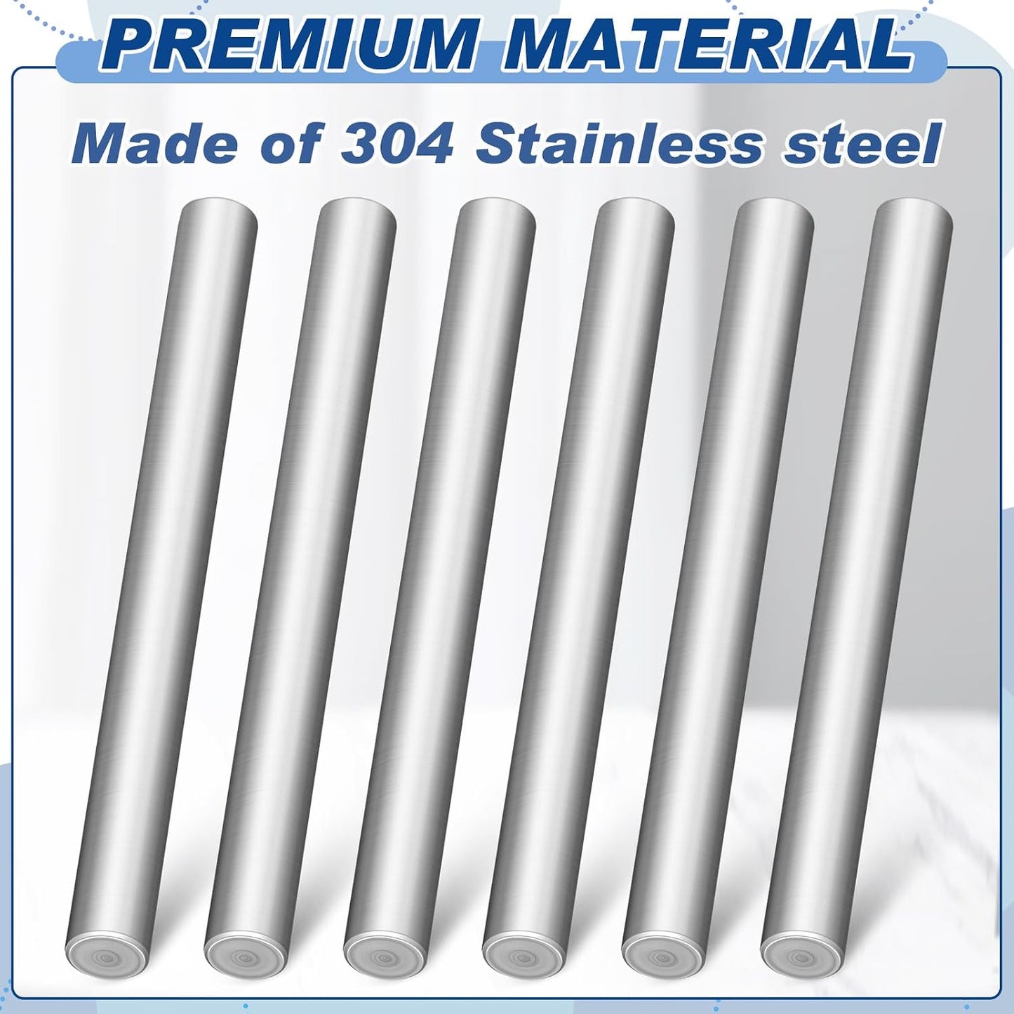 Sadnyy 6 Pcs 1/2 x 3 Inch 304 Stainless Steel Metal Dowel Pins Bunk Bed Replacement Hardware Shelf Pins Support Pegs for Shelf Bracket Bookshelf Cabinet Kitchen Furniture Closet DIY