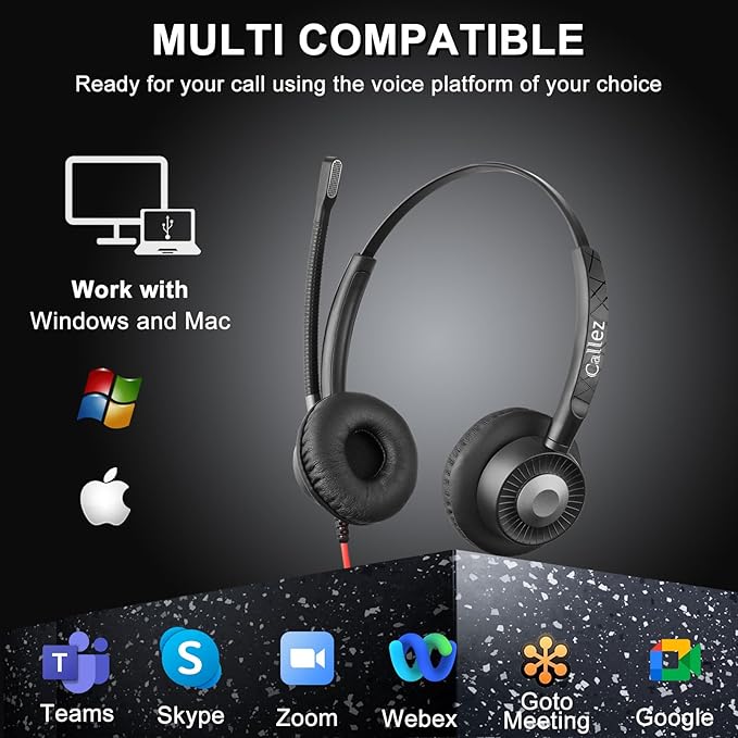 Callez USB Headset with ENC Dual Mic Noise Cancelling - Image 5