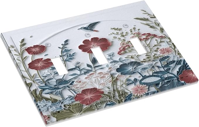 Bvtewkhz Wildflowers Flowers Floral Plants 3 Gang Triple Toggle Wall Plate - Image 3