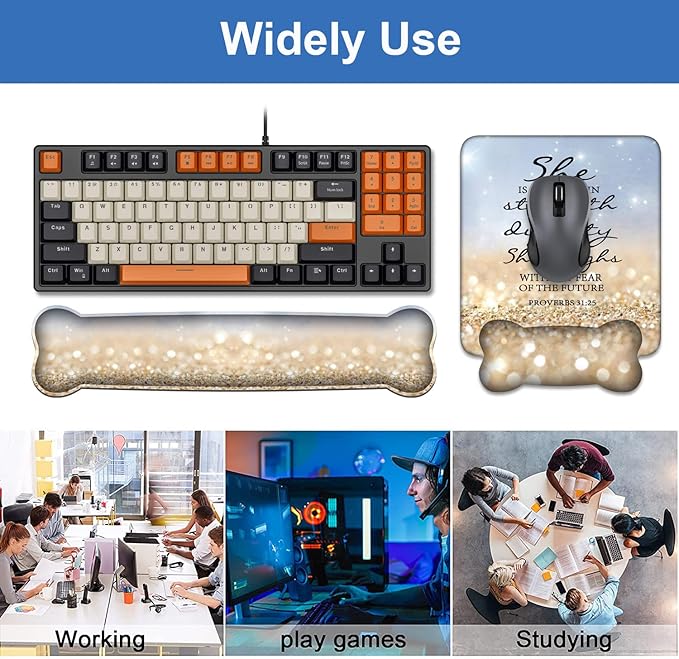 Wrist Rest Support Ergonomic Gel Mouse Pad & Memory Foam Keyboard Set, Non-Slip - Image 8