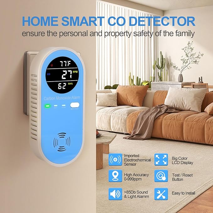 Vzmcov Plug-in Carbon Monoxide Detector - Image 3