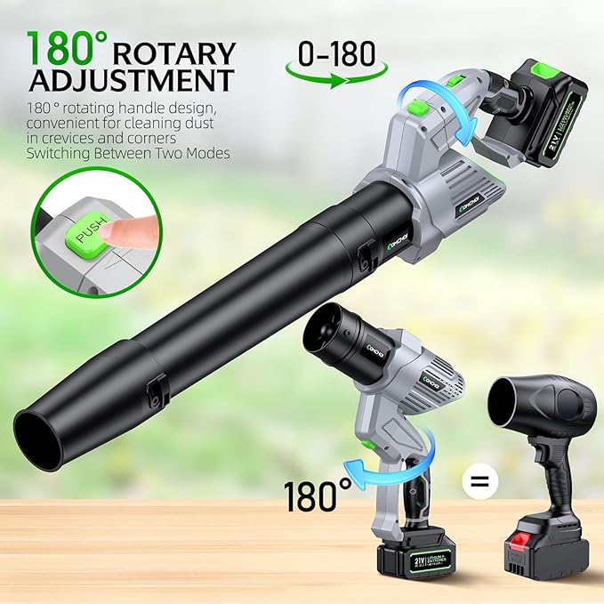Comchoi Electric Leaf Blower Cordless, 680 CFM 5 Speed Mode, 2 Batteries & - Image 4