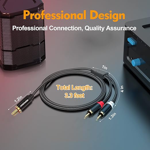 HOSONGIN RCA Y Splitter Cable, 1 Male to 2 Male Audio Cable, Noise-Free Durable - Image 6
