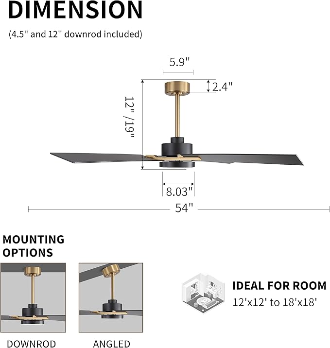 WINGBO 54 Inch Ceiling Fan - Image 4