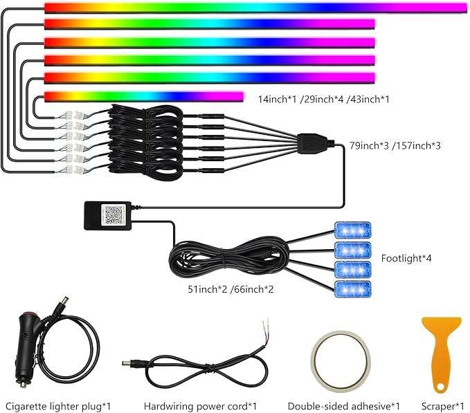 WEBUPAR Dreamcolor Interior Car Lights - 10 in 1 LED Strip Lights - Image 5