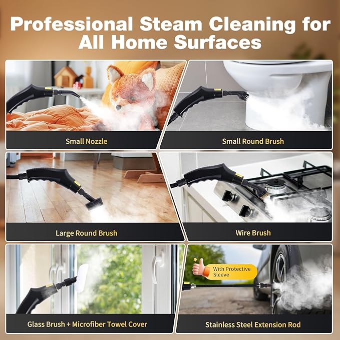 Handheld Steam Cleaner for Home, 6-Level Adjustable, 15s Heat-Up, One Touch - Image 5