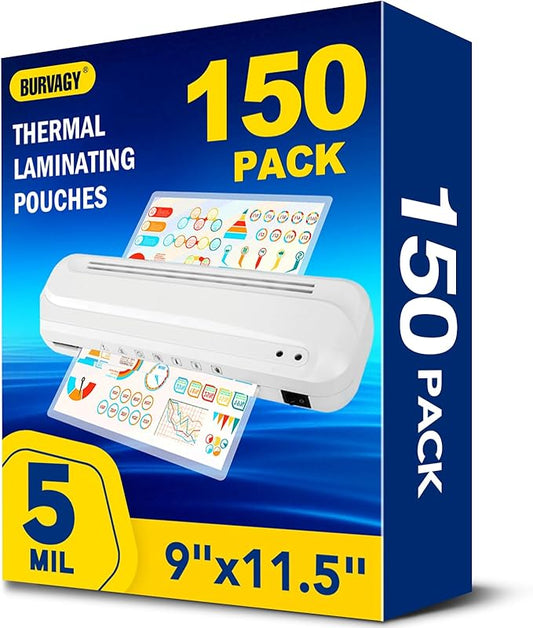 BURVAGY Thermal Laminating Pouches 5 Mil, 150 Pack Laminating Sheets, 9 x 11.5 by BURVAGY