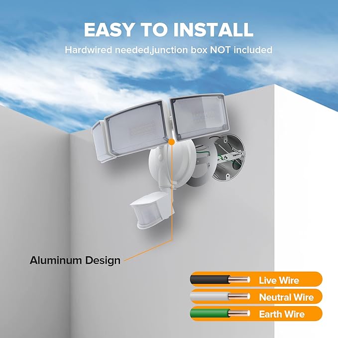 LUTEC 72W 7500LM LED Security Lights Motion Sensor Light Outdoor, 5000K Daylight - Image 9