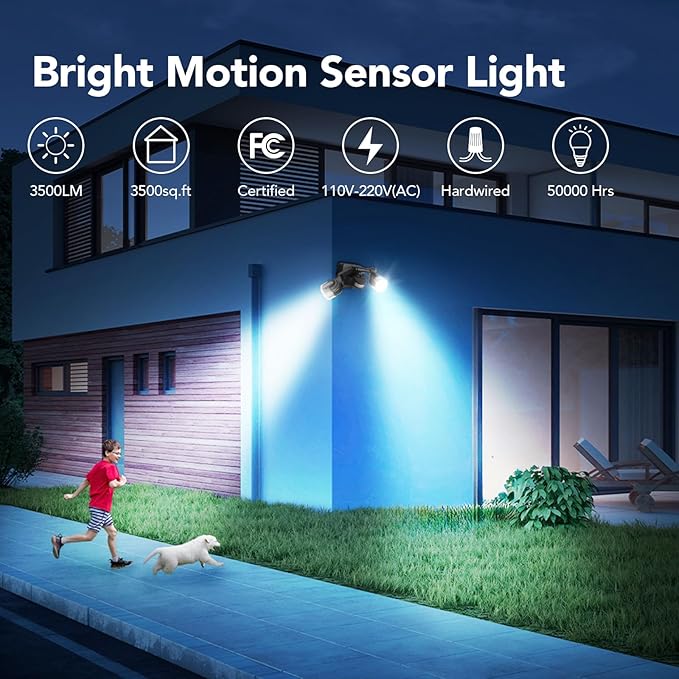 OREiN Motion Sensor Outdoor Lights, 3500LM 450° Adjustable Security Light - Image 2